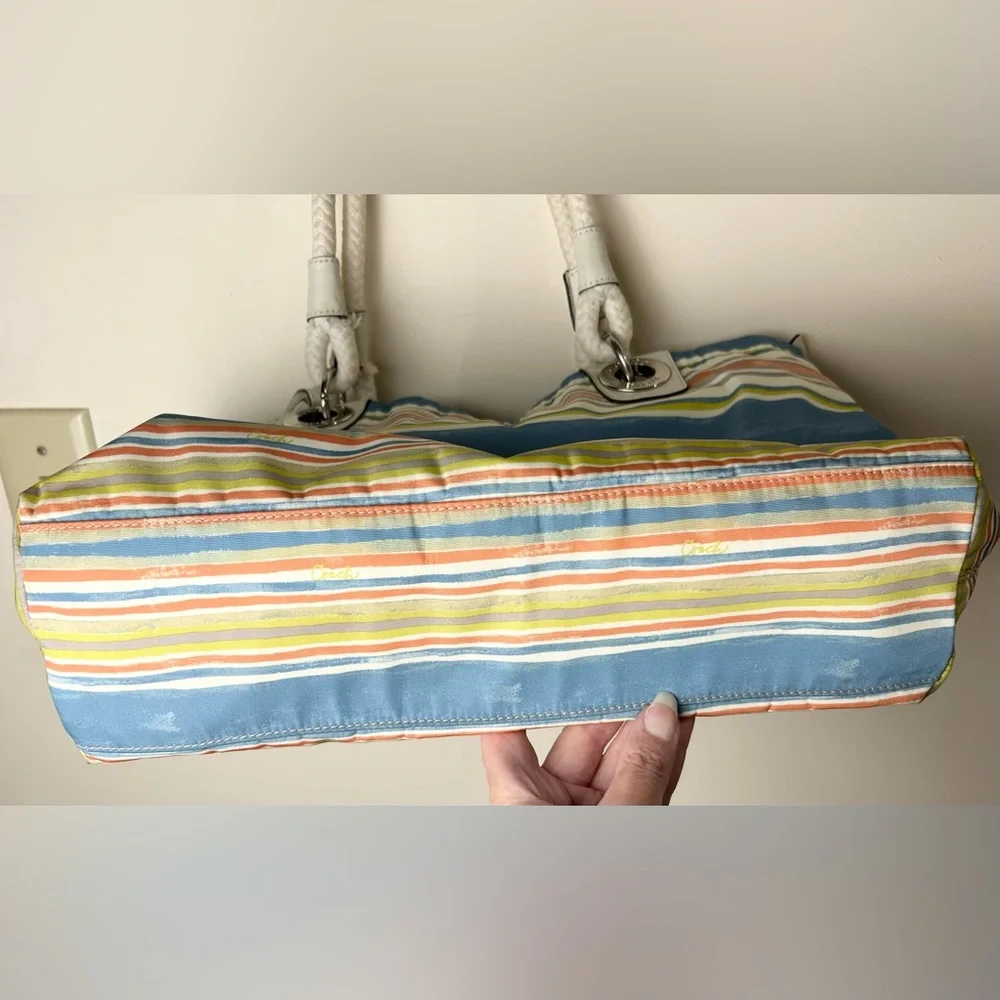 COACH Nautical East West Striped Beach‎ Summer Theme Purse F16624 Limited Ed